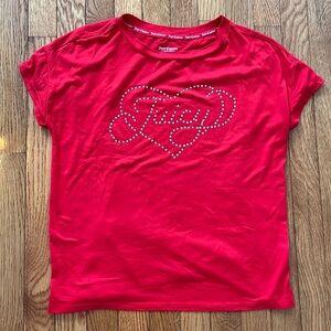 Juicy Couture Rhinestone Bling Tee Red S Y2k Coquette Girly